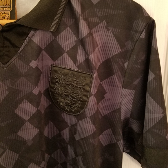 Score Draw Official Men's Retro Football Polo  Shirt Size Large Gray Black - Picture 5 of 12